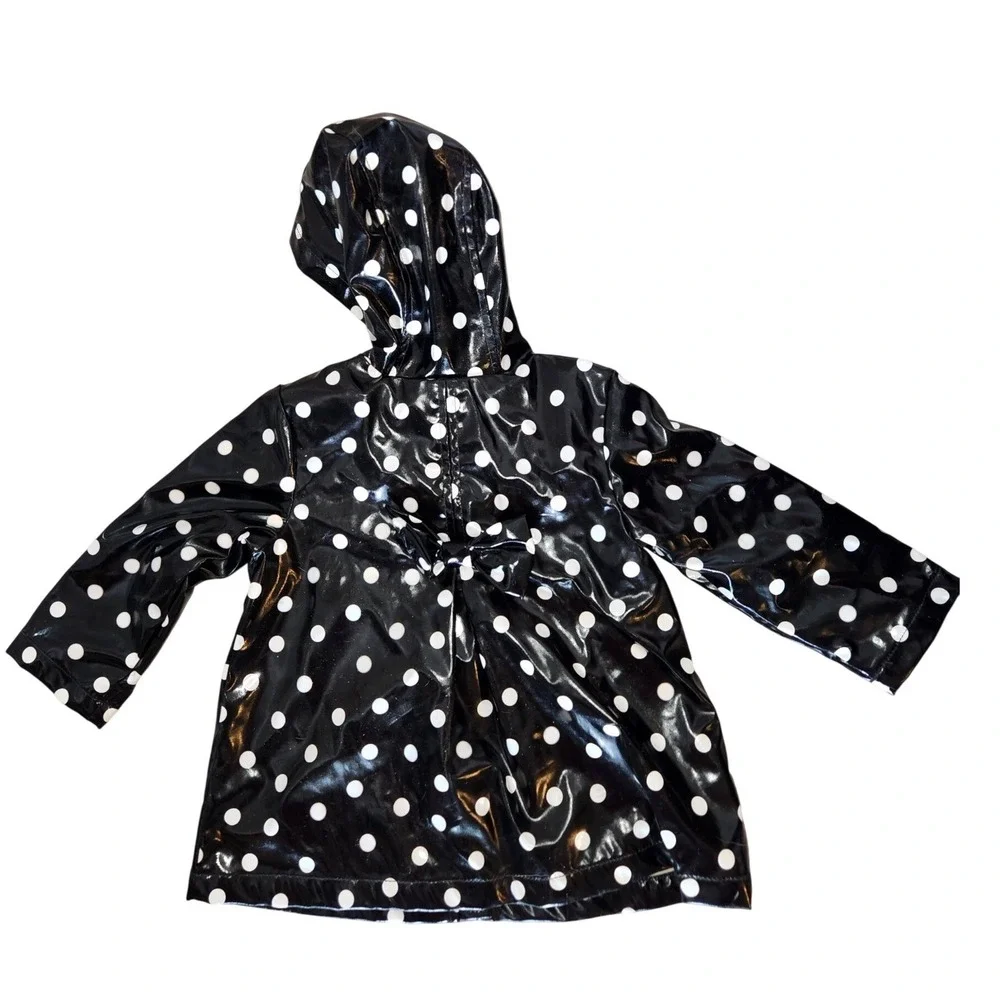 Little Me Girls 18M Black White Polka Dot Elmo Raincoat Hooded Jacket casual‎